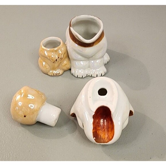 Vtg Bonzo Dog Puppy Salt Pepper Shaker Condiment Set Lusterware Japan - Picture 5 of 7